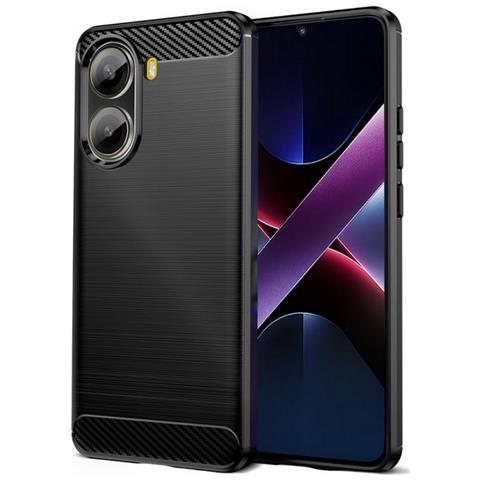 Custodia B-case Tpu Silicone Cover Case Per Poco X7 Pro Carbon Metal Black - Foto 1