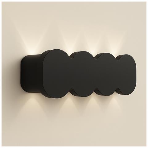 Applique Da Muro Con 8 Led Lampada A Parete Nero Con Luce Bianco Freddo 21x8x3cm - Foto 1