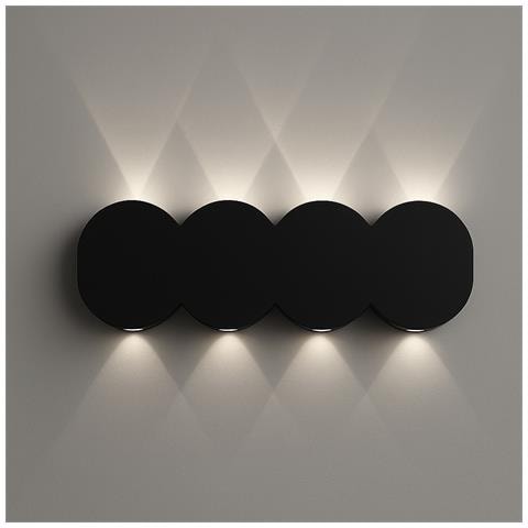 Applique Da Muro Con 8 Led Lampada A Parete Nero Con Luce Bianco Freddo 21x8x3cm - Foto 4