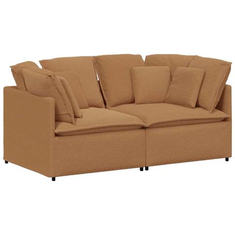 Divano Modulare con Cuscini Tessuto Riccio Simile alla Lana - Foto 1