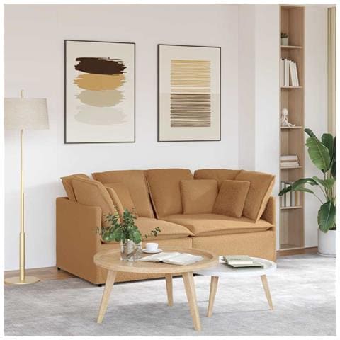 Divano Modulare con Cuscini Tessuto Riccio Simile alla Lana - Foto 2