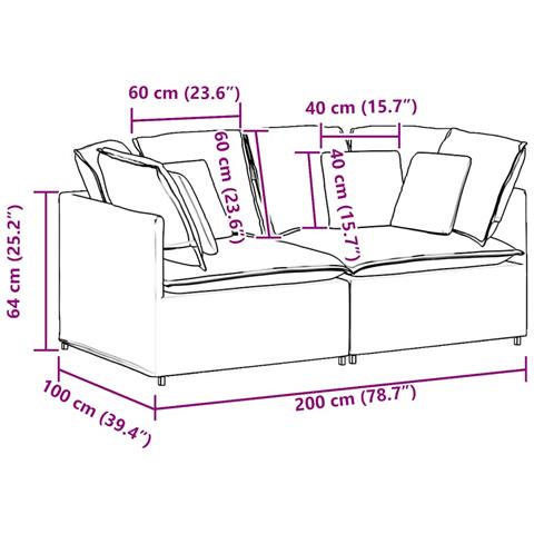 Divano Modulare con Cuscini Tessuto Riccio Simile alla Lana - Foto 9