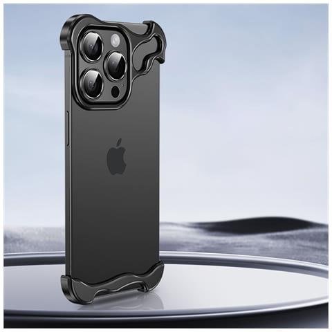 Custodia Per Iphone 15 Compatibile Con Design Metallico Senza Bordi E Pellicola Per Lente Hd, Colore Nero Elegante Iphone15 - Foto 2