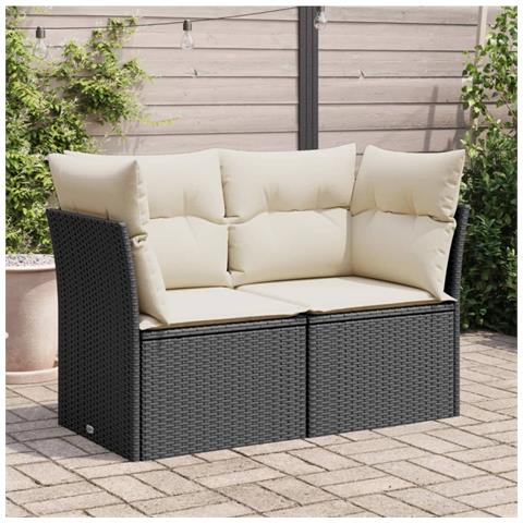 Divano da Giardino con Cuscini a 2 Posti Nero in Polyrattan - Foto 2