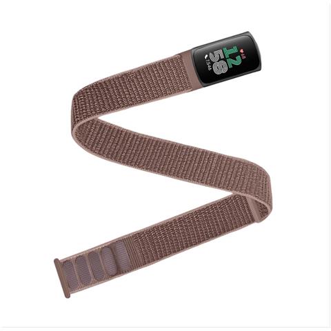 Cinturino In Nylon Compatibile Con Fitbit Charge5/6, Fascia Da Braccio Con Chiusura In Velcro, Resistente All'acqua E Traspirante, Colore Marrone Pink - Foto 2