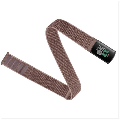 Cinturino In Nylon Compatibile Con Fitbit Charge5/6, Fascia Da Braccio Con Chiusura In Velcro, Resistente All'acqua E Traspirante, Colore Marrone Pink - Foto 3