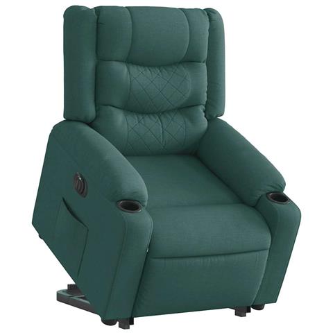 Poltrona Alzapersona Reclinabile Elettrica Verde Scuro Tessuto - Foto 1