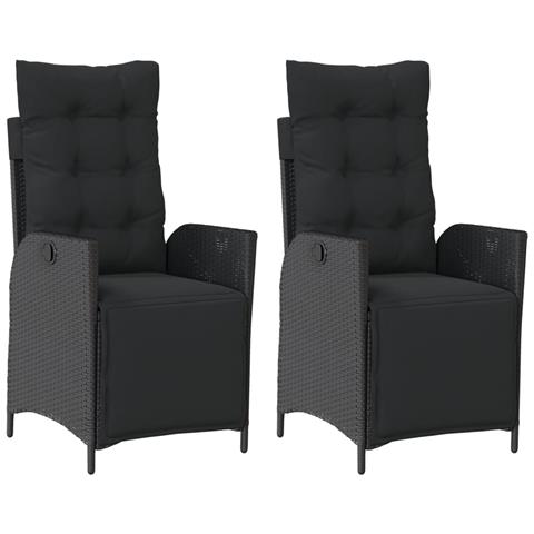 Sedie da Giardino Reclinabili 2 pz con Poggiapiedi Polyrattan - Foto 1