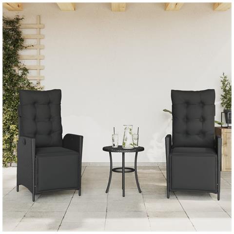 Sedie da Giardino Reclinabili 2 pz con Poggiapiedi Polyrattan - Foto 2