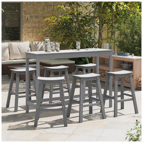 Sgabelli da bar  9 pz grigio chiaro HDPE, Sgabelli da bar  2 pz grigio chiaro HDPE - Foto 2