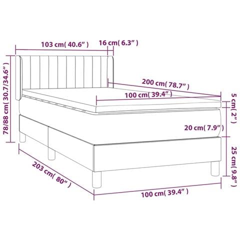 Giroletto a Molle con Materasso Crema 100x200 cm in Tessuto - Foto 7