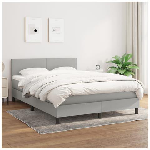 Giroletto a Molle con Materasso Grigio Chiaro 140x200cm Tessuto - Foto 2