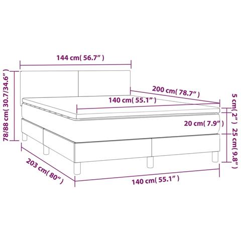 Giroletto a Molle con Materasso Grigio Chiaro 140x200cm Tessuto - Foto 7