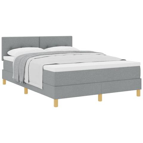 Letto con Rete a Molle con Materasso Grigio Chiaro 140x200 cm Tessuto - Foto 1