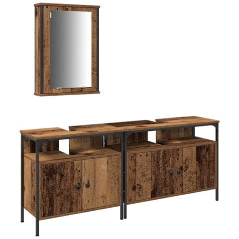Mobile da bagno con lavabo integrato in legno antico - Foto 1