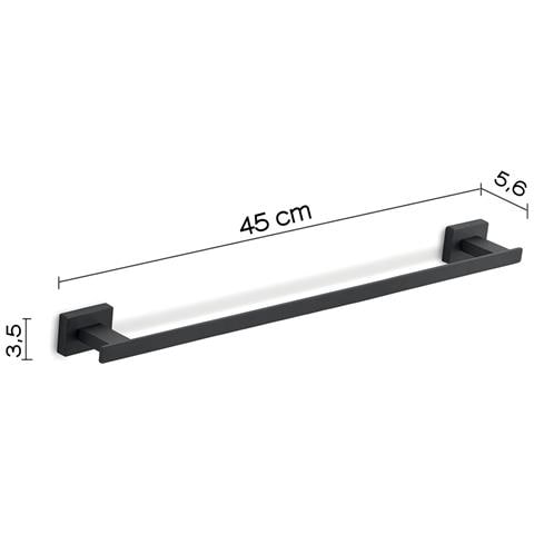 Portasalviette Cm 45 Da Muro In Acciaio Inox E Cromall 4421-45 Serie Atena Nero Opaco - Foto 2
