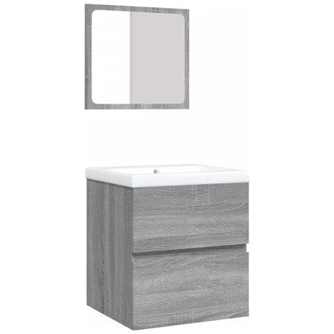 Mobile da Bagno con Lavabo e Specchio Grigio Sonoma - Foto 1