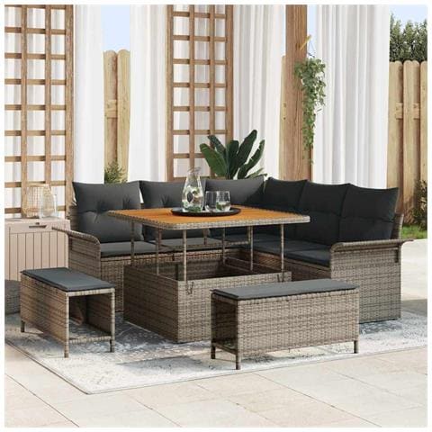 Set Divano da Giardino 8 pcs Grigio 100 x 100 x 71 cm - Foto 2