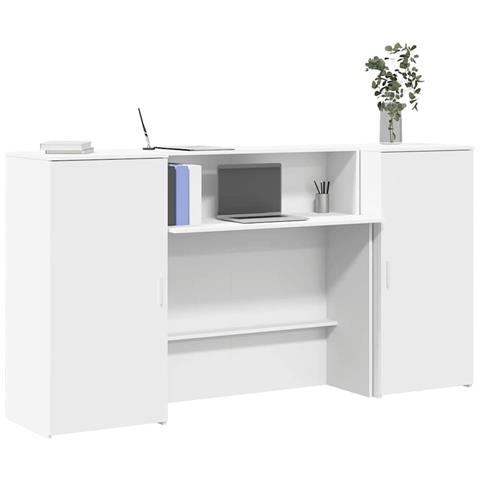 Banco Reception Bianco 200x50x103,5 cm in Legno Multistrato - Foto 2