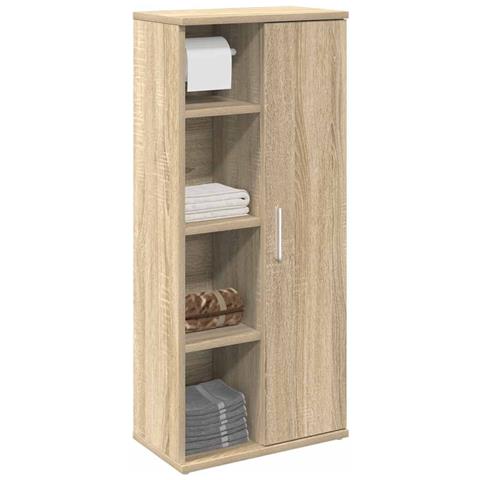 Mobile da Bagno con Portarotolo Rovere Sonoma 39x22x90 cm - Foto 2