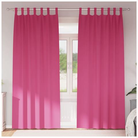 Tende con tende 2 pcs Rosa Vivo 225 x 140 cm Poliestere - Foto 2