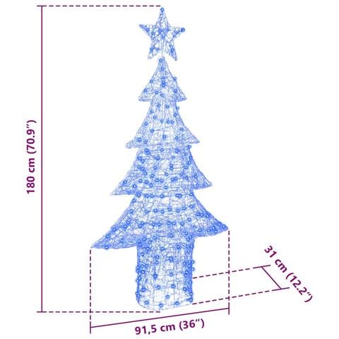Albero di Natale con 240 LED Blu 180 cm Acrilico - Foto 8
