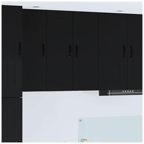 Mobile da cucina 2 pcs Nero 30 x 31 x 80 cm Legno multistrato - Foto 2