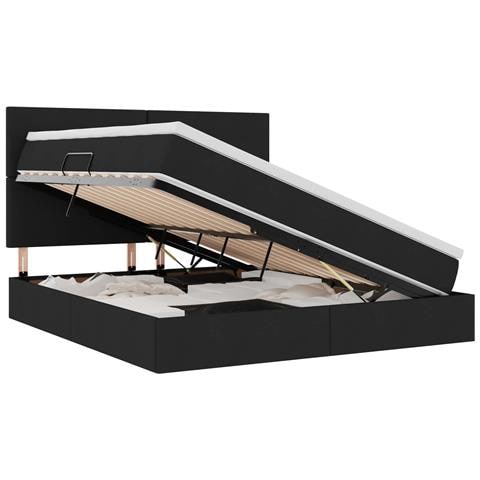 Letto con Contenitore Nero 160 x 200 cm Pelle Sintetica - Foto 1