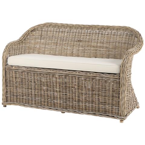 Panca Da Giardino Con Cuscino Susua 141 Cm Con Ottomana Rattan Naturale - Foto 6