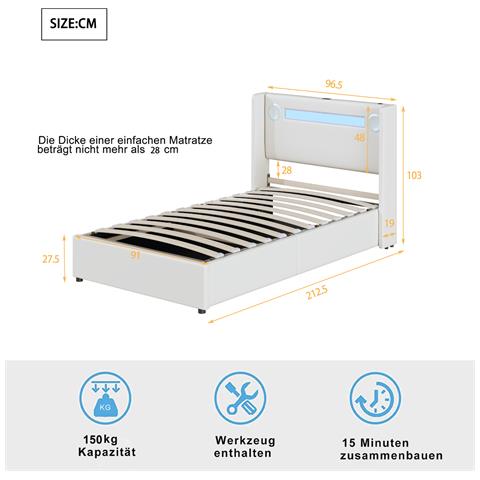 Letto Bambini Multifunzionale Con Bluetooth, Luci Led E Sistema Di Archiviazione - Foto 3