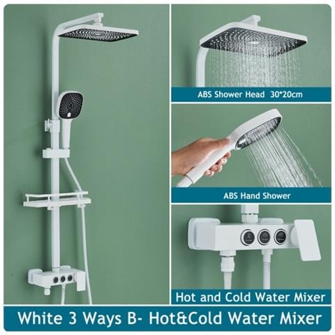 Colonna doccia Blackswan, tipo M229, modello bianco, con doccetta a 3 vie tipo SPA e bocca mobile nascosta, misura 116 cm - Foto 2