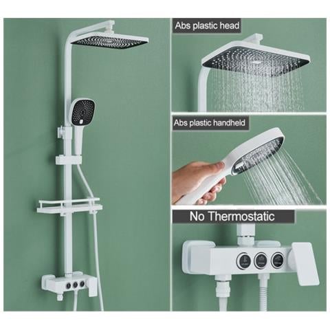 Colonna doccia Blackswan, tipo M229, modello bianco, con doccetta a 3 vie tipo SPA e bocca mobile nascosta, misura 116 cm - Foto 4