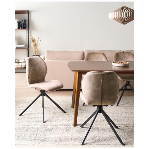 Set Di 4 Sedie Da Pranzo Morrison Velluto Beige - Foto 1