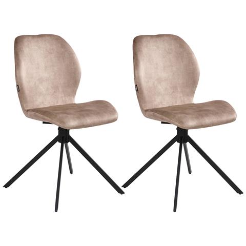 Set Di 4 Sedie Da Pranzo Morrison Velluto Beige - Foto 2