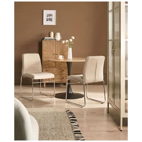 Set Di 2 Sedie Da Pranzo Lecco Tessuto Beige - Foto 1