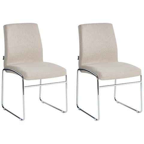 Set Di 2 Sedie Da Pranzo Lecco Tessuto Beige - Foto 2