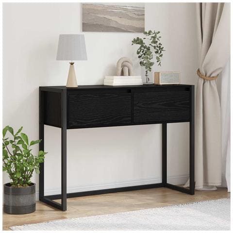 Tavolino Rovere Nero 100 x 36 x 75 cm Legno multistrato - Foto 2