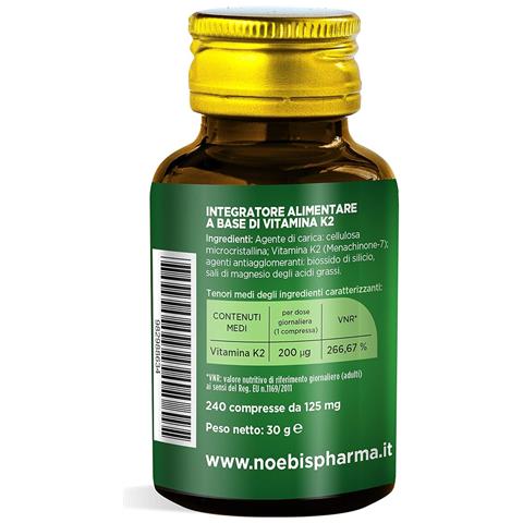 Vitamina K2 MK-7 200 mcg 240 Compresse - Menachinone-7 ad Alto Dosaggio - Ossa Normali e Coagulazione del Sangue (Confezione tripla) - Foto 2