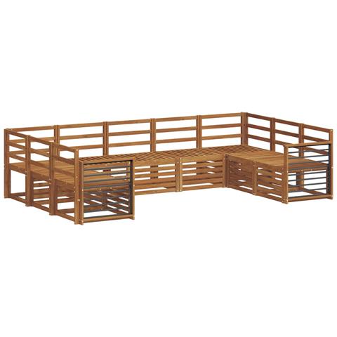Set divani 9 pcs Naturale Legno di Acacia Massello - Foto 1