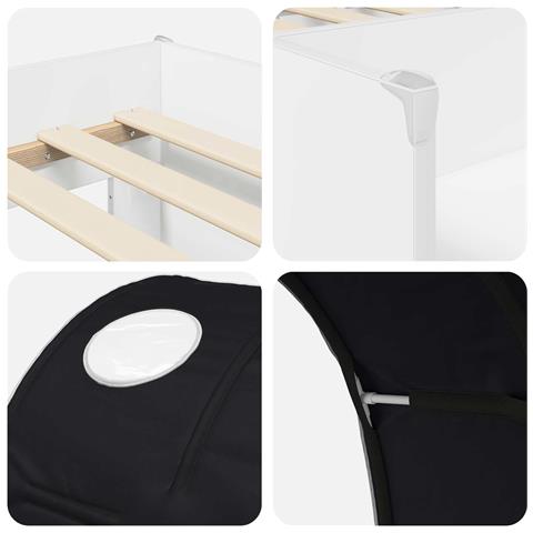 Letto con Tunnel 4 pcs Bianco e Nero Legno ingegnerizzato - Foto 9