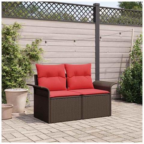 Divano da giardino con cuscino 141 x 62 x 69 cm polyrattan - Foto 2
