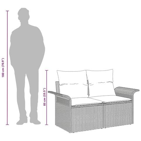 Divano da giardino con cuscino 141 x 62 x 69 cm polyrattan - Foto 9