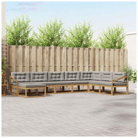 Set di divani da esterno 8 pcs Bianco e Grigio Chiaro - Foto 2