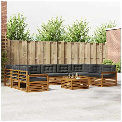 Set di divani da esterno 10 pcs Naturale e Antracite - Foto 2