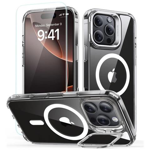 Set Di Custodia Con Supporto + Vetro Temperato Iphone 16 Pro - Trasparente - Foto 1