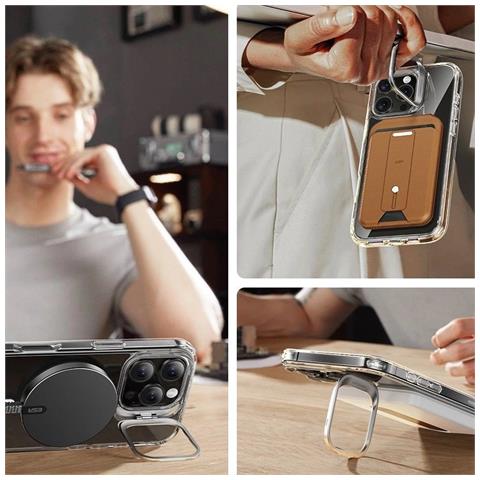 Set Di Custodia Con Supporto + Vetro Temperato Iphone 16 Pro - Trasparente - Foto 2