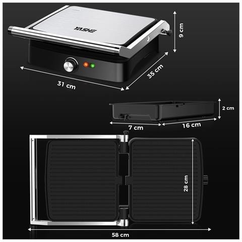 Grill a contatto ABC19A. 2000 W. apertura 180. argento - Foto 2