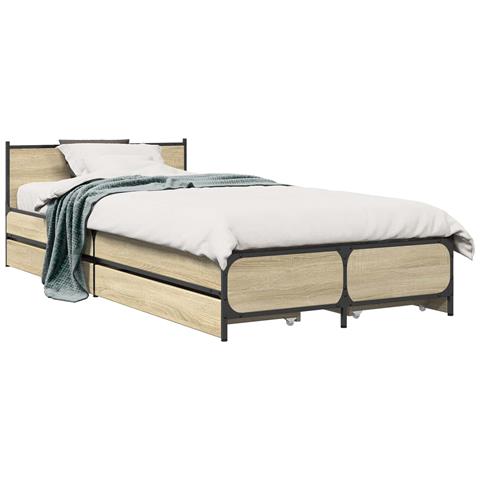 Struttura letto con testata con ruota Rovere Sonoma 80 x 200 cm - Foto 1
