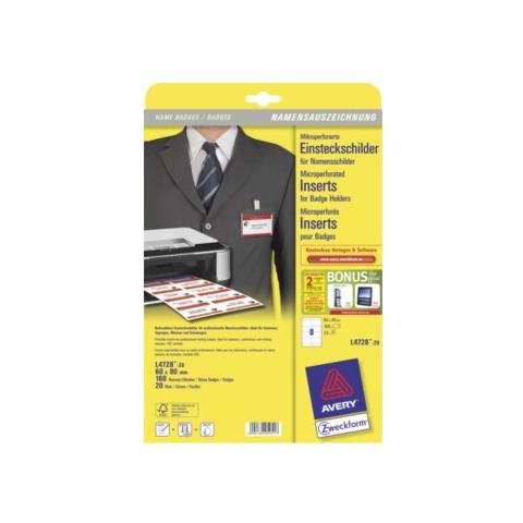 Inserti Stampabili Microperforati per Portabadge 60 x 90 mm Confezione 20 fogli - Foto 1