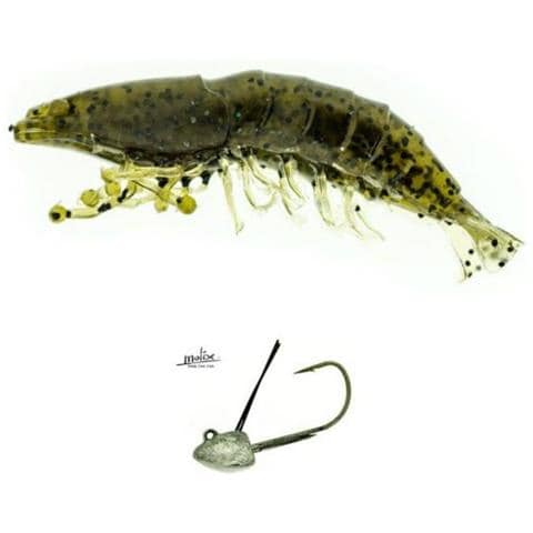 Shrimp + Wt Jig Head 4 G Col. Green Pumpkin - Foto 1